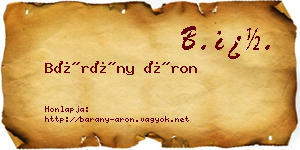 Bárány Áron névjegykártya